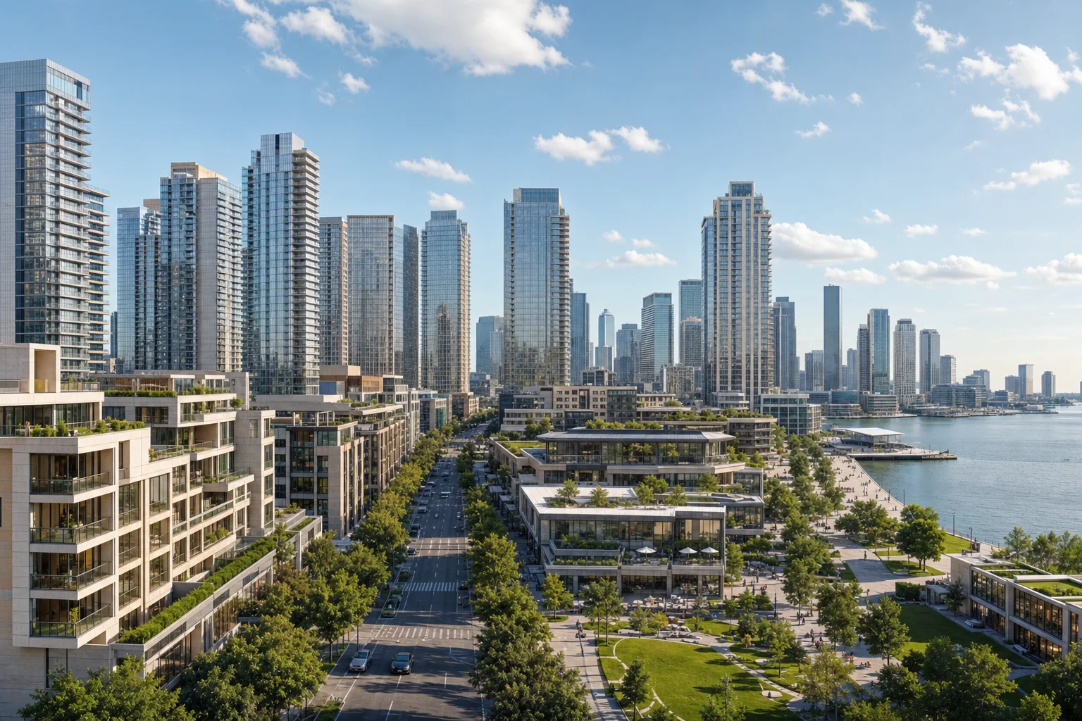 世界の主要都市を象徴する現代的な住宅・複合開発の都市景観